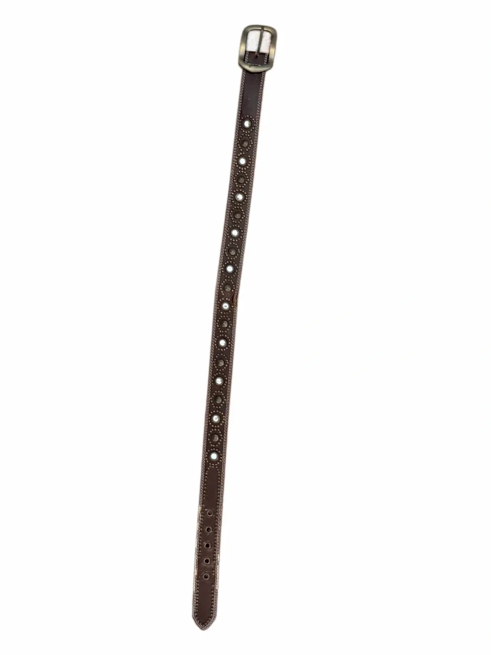 Vintage Sonoma Brown Studded Leather Belt with Antiqued Buckle